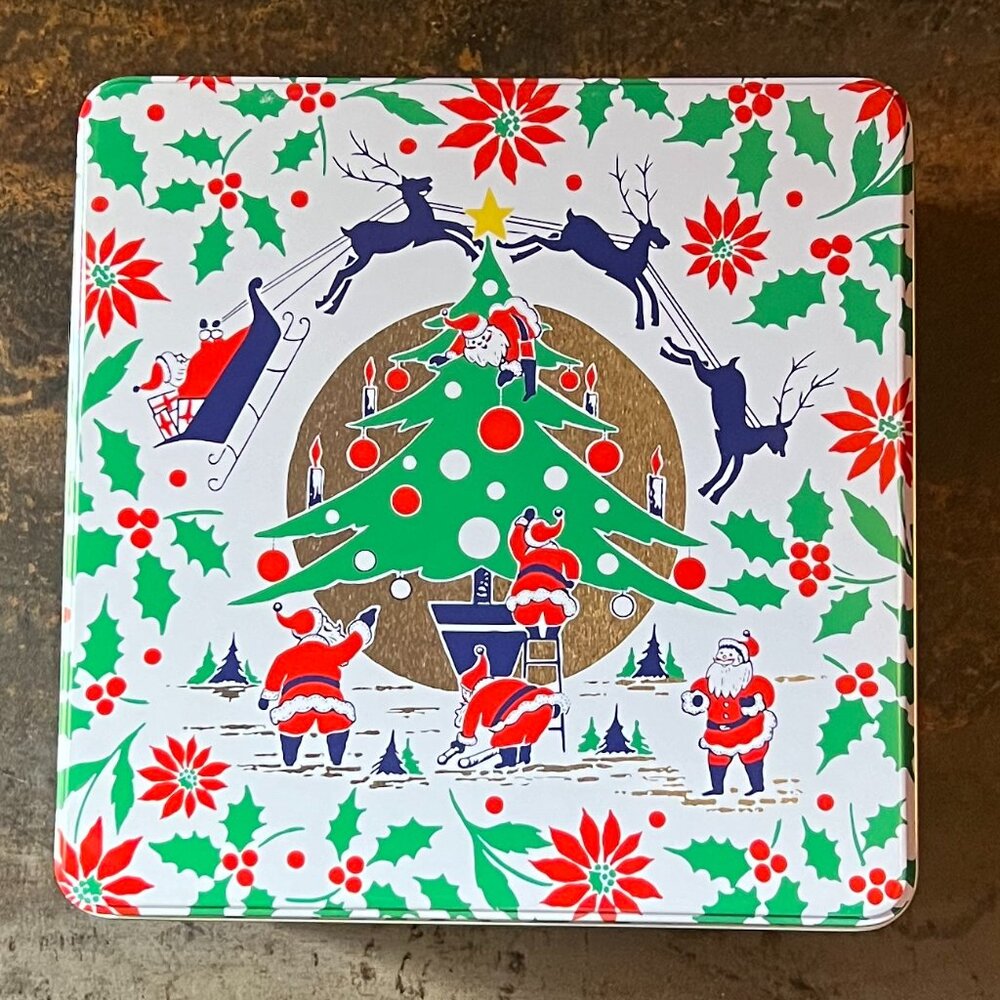LUSH Empty Christmas Square Tin for Gifting, Storage, Display or Collecting